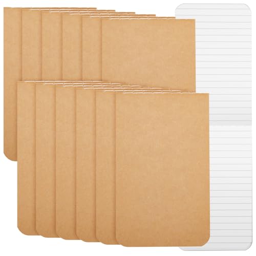 Paper Junkie Mini-Notizhefte mit Kraftpapier-Cover A7 (Set, 12 Stück) - Liniert, Leicht, Handlich - Ideal als Reisetagebuch, für Skizzen - 32 Blatt, Braun, 6,8 x 11,4 cm von Paper Junkie