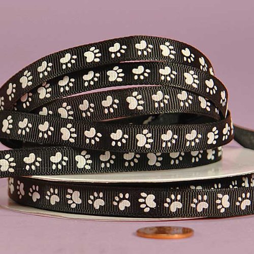 Paper Mart White Paw Print Grosgrain Ribbon, 3/8 X 25Yd by Paper Mart White Paw Print Grosgrain Ribbon, 3/8 X 25Yd by von Paper Mart