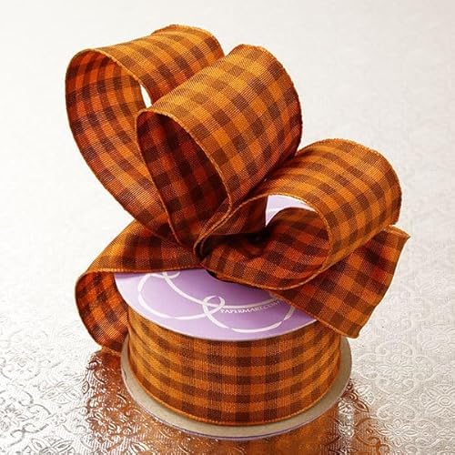Schleifenband mit Karomuster, 3,8 x 3,7 m, gebranntes Orange von Paper Mart
