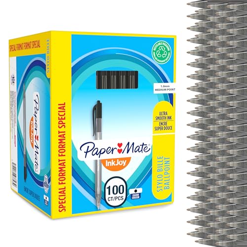 Paper Mate InkJoy 100RT Retractable Kugelschreiber | mittlere Spitze (1,0 mm) | Schwarz | 100 Stück von Paper Mate