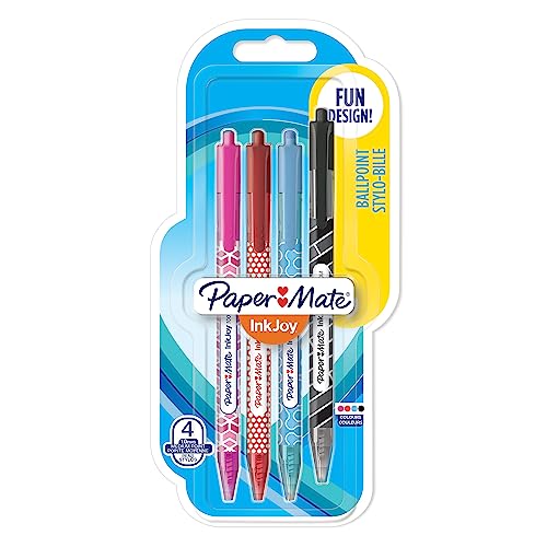 Paper Mate InkJoy Wrap Kugelschreiber | einziehbare mittlere Spitze | verschiedene Farben | 1 Packung mit 4 Paper Mate InkJoy Wrap Kugelschreiber | einziehbare mittlere Spitze | verschiedene Farben | 1 Packung mit 4 von Paper Mate