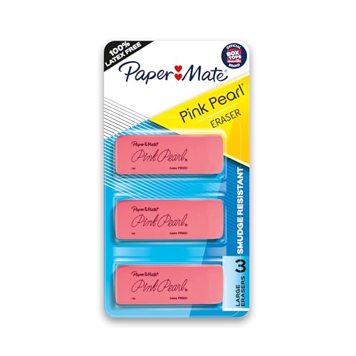 Paper Mate Pink Pearl Radiergummis, groß, 3 Stück von Paper Mate