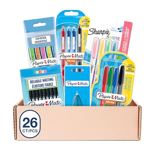 Paper Mate & Sharpie Stifte Set | Schreibwaren | Kugelschreiber, Textmarker, Druckbleistifte & Korrekturband | Perfekt für Schule & Büro | 26 Stück von Paper Mate
