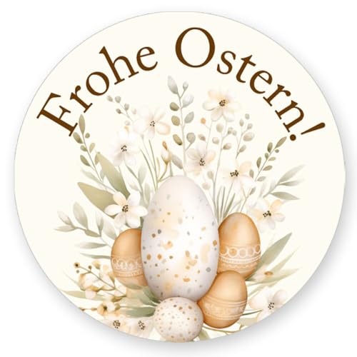 50 Aufkleber FROHE OSTERN - Ostermotiv Rund Ø 4,5 cm, Besondere Anlässe Ostern, Motiv-Sticker von Paper-Media