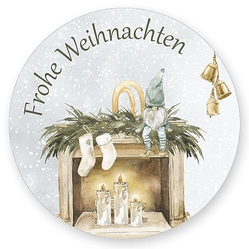 50 Aufkleber FROHE WEIHNACHTEN - Weihnachtsmotiv Rund Ø 4,5 cm, Besondere Anlässe Weihnachten, Motiv-Sticker von Paper-Media