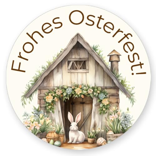 50 Aufkleber FROHES OSTERFEST - Ostermotiv Rund Ø 4,5 cm, Besondere Anlässe Ostern, Motiv-Sticker von Paper-Media