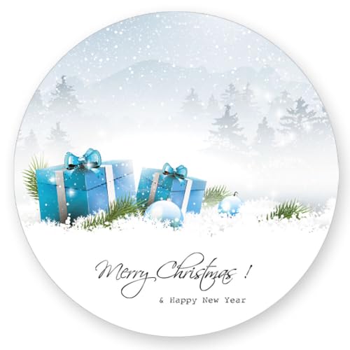 50 Aufkleber MERRY CHRISTMAS - Weihnachtsmotiv Rund Ø 4,5 cm, Besondere Anlässe Weihnachten von Paper-Media
