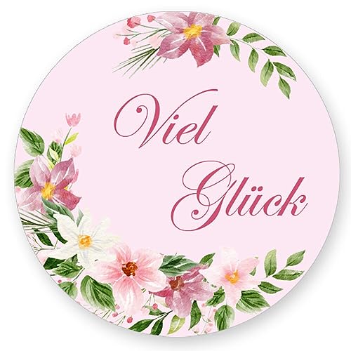 50 Aufkleber VIEL GLÜCK - Blumenmotiv Rund Ø 4,5 cm, Besondere Anlässe Glückwünsche, Motiv-Sticker 50 Aufkleber VIEL GLÜCK - Blumenmotiv Rund Ø 4,5 cm, Besondere Anlässe Glückwünsche, Motiv-Sticker von Paper-Media