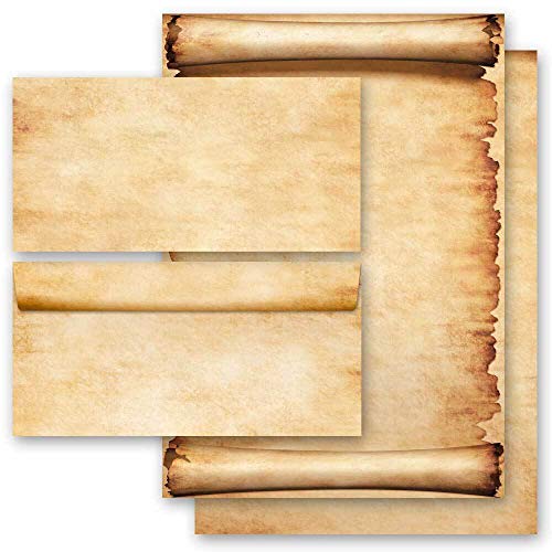 Briefpapier Set, 40 tlg. Antik & History, PERGAMENT 20 Blatt Briefpapier + 20 passende Briefumschläge DIN LANG ohne Fenster | Paper-Media Briefpapier Set, 40 tlg. Antik & History, PERGAMENT 20 Blatt Briefpapier + 20 passende Briefumschläge DIN LANG ohne Fenster | Paper-Media von Paper-Media