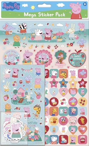 Peppa Pig Sommer-Mega-Aufkleber-Set, offizielles Lizenzprodukt, drei Arten von Aufklebern (insgesamt 381 cm), wiederverwendbar auf nicht-porösen Oberflächen, ideal für Mädchen ab 3 Jahren, Geschenke, von Paper Projects