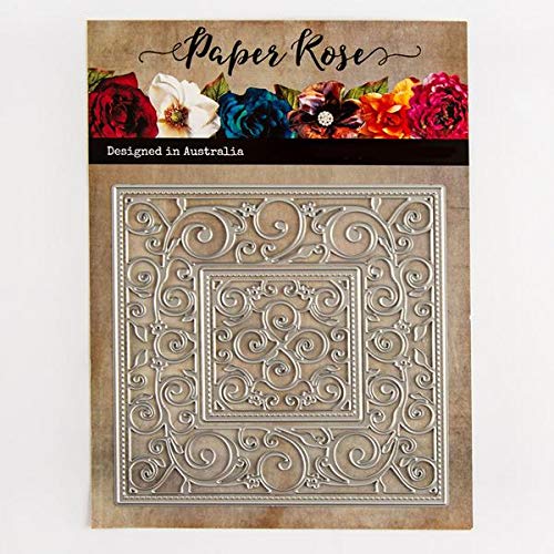 Paper Rose Stanzform mit Ranken-Hintergrund, silberfarben, 12,5 x 12,5 cm von Paper Rose