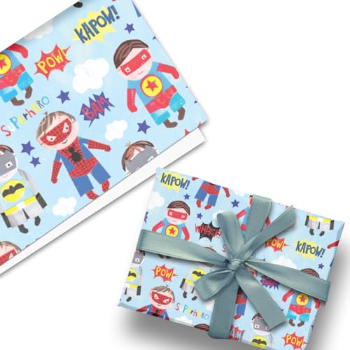 Glick Luxus Flat Wrap, Super Hero Pop Comic Geschenkpapier, Perfekt für Geschenkverpackungen, Geburtstag Geschenkpapier, Geschenkpapier für Kinder, 50 x 70 cm wenn geöffnet von Glick