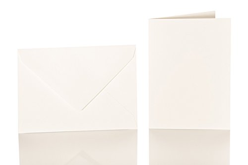25 Faltkarten blanko mit Umschlag 120x170 mm, Briefumschläge B6, Doppelkarten mit Umschlag sind ideal für Hochzeit, Geburtstag und Grußkarten in Elfenbein von Paper24