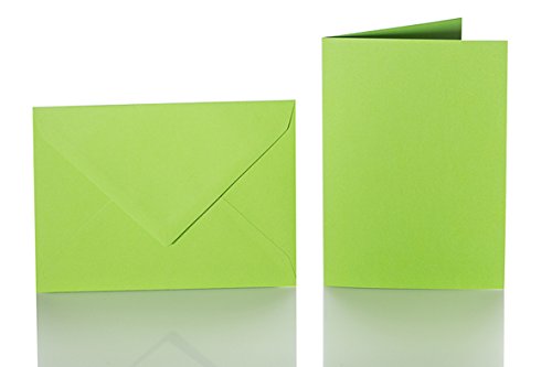 Paper24 25 Faltkarten blanko mit Umschlag 120x170 mm, Briefumschläge B6, Doppelkarten mit Umschlag sind ideal für Geburtstag in Grasgrün von Paper24