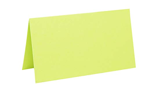 je 25 farbige Blanko Tischkarten, Platzkarten 5x9 cm in Apfelgrün von Paper24