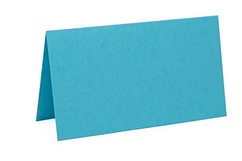 je 25 farbige Blanko Tischkarten, Platzkarten 5x9 cm in Blau von Paper24