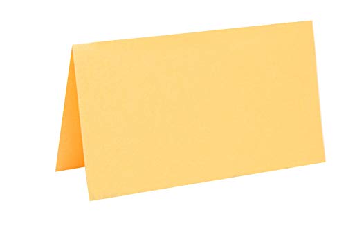 je 25 farbige Blanko Tischkarten, Platzkarten 5x9 cm in Gelb-Orange von Paper24