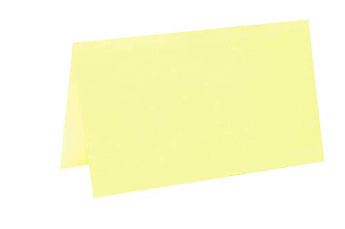 je 25 farbige Blanko Tischkarten, Platzkarten 5x9 cm in Gelb von Paper24