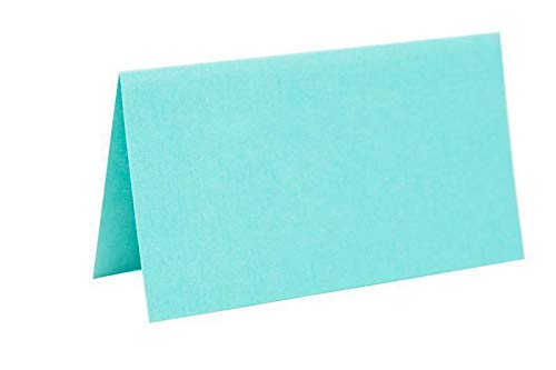 je 25 farbige Blanko Tischkarten, Platzkarten 5x9 cm in Mint von Paper24
