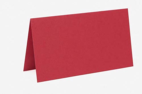 je 25 farbige Blanko Tischkarten, Platzkarten 5x9 cm in Rot von Paper24