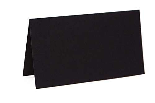 je 25 farbige Blanko Tischkarten, Platzkarten 5x9 cm in Schwarz von Paper24