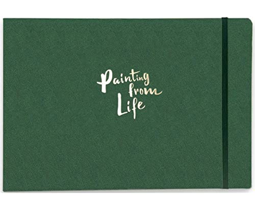 Aquarell-Tagebuch, 19 x 13 cm, 63,5 kg/300 g/m², Kaltpresse, 20 Blatt/40 Seiten, Aquarell-Skizzenbuch, Reise-Notizbuch, geeignet für Aquarell/Stiftlichtfarbe/Gouache/Acryl/Skizzieren (Kiefergrün) von PaperPopular