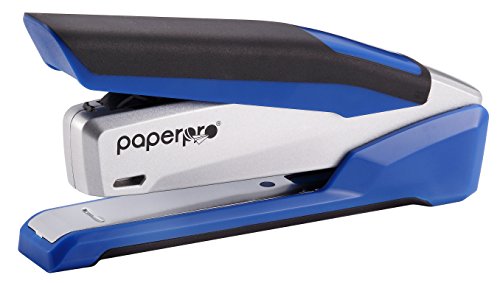 PaperPro inPOWER+ 28, 1116 Tischhefter, Ein-Finger-Einfach heftung, 28 Blatt, Eingebauter Heftklammerentferner, Staufrei, Silber und Blau von PaperPro