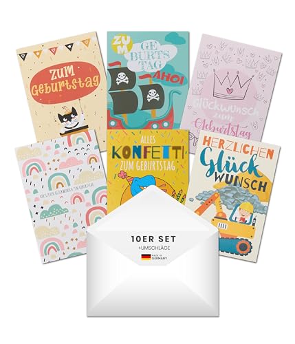 PaperStyle® Geburtstagskarten Set mit Umschlag 10er-Set – Hochwertige Klappkarten DIN B6 – Stabile Qualität, leicht beschreibbar – Elegante Motive für Familie, Freunde & Kollegen – Made in Germany von PaperStyle