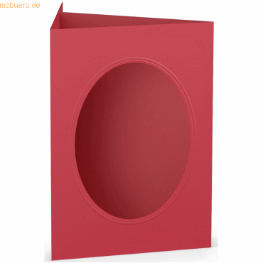 10 x Paperado Passepartoutkarte B6 oval VE=5 Stück Rot von Paperado