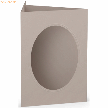 10 x Paperado Passepartoutkarte B6 oval VE=5 Stück Taupe von Paperado