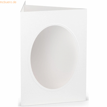 10 x Paperado Passepartoutkarte B6 oval VE=5 Stück Weiß von Paperado