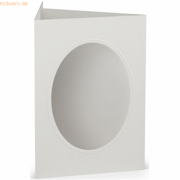 25 x Paperado Passepartoutkarte B6 oval Eisgrau von Paperado