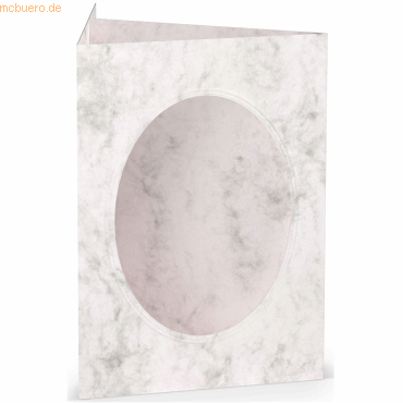 25 x Paperado Passepartoutkarte B6 oval Grau Marmora von Paperado