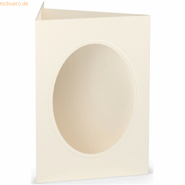25 x Paperado Passepartoutkarte B6 oval Ivory von Paperado