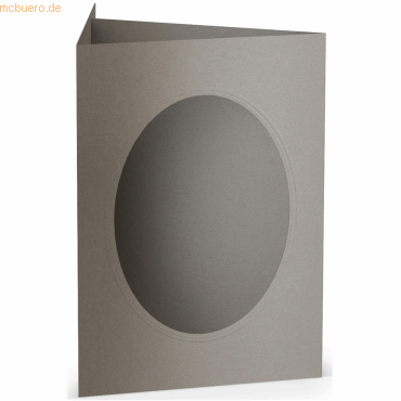 25 x Paperado Passepartoutkarte B6 oval taupe metallic von Paperado