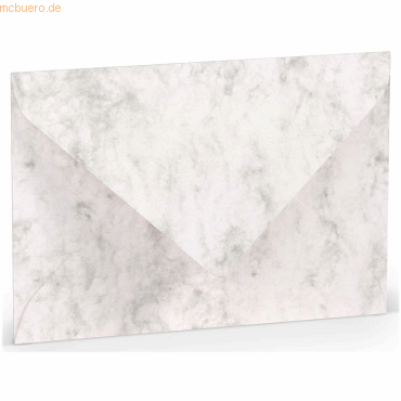 50 x Paperado Briefumschlag B6 Nassklebung Seidenfutter Grau Marmora von Paperado