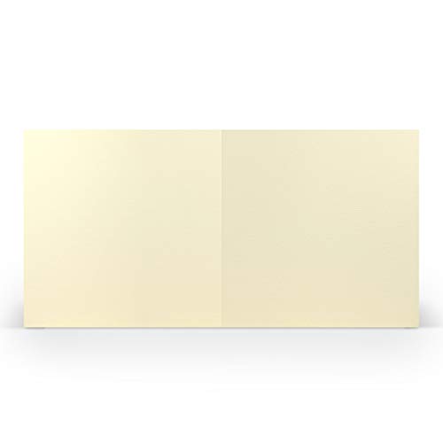 PAPERADO 100 Faltkarten Quadratisch 15,7 x 15,7 cm - Chamois gerippt Creme Beige - Doppelkarten vorgefaltet blanko 220 g/m² - Kleine Klappkarten Basteln Einladungskarten Hochzeit Kommunion von Paperado