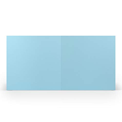 PAPERADO 25 Faltkarten Quadratisch 15,7 x 15,7 cm - Aqua gerippt Hell-Blau - Doppelkarten vorgefaltet blanko 220 g/m² - Kleine Klappkarten Basteln Einladungskarten Hochzeit Kommunion von Paperado