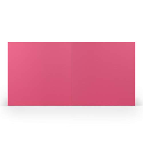 PAPERADO 25 Faltkarten Quadratisch 15,7 x 15,7 cm - Fuchsia gerippt Magenta Pink - Doppelkarten vorgefaltet blanko 220 g/m² - Kleine Klappkarten Basteln Einladungskarten Hochzeit Kommunion von Paperado