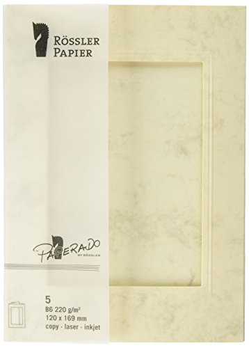 Paperado B6 Fotokarten mit rechteckiger Blende, 3-fach-Faltung – (5 Stück) Chamois Marble von Paperado