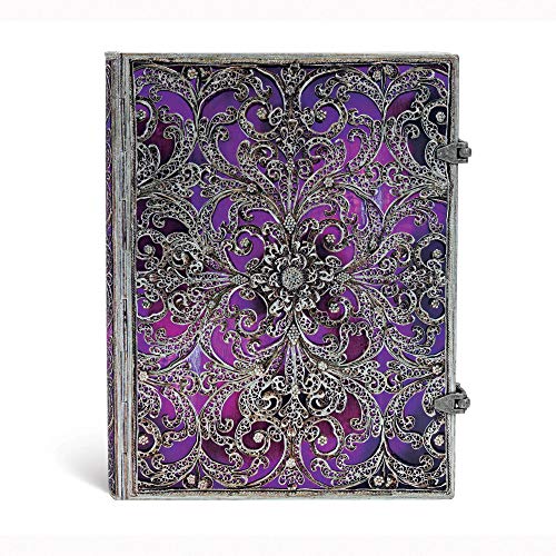 Paperblanks Silberfiligran Kollektion Aubergine - Notizbuch Groß Liniert - , Ultra (230 x 180) von Paperblanks