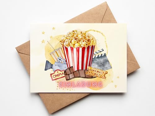 Paperlane by Essi Kino Einladungskarten - Film Geburtstag - inkl. Umschläge (Kino) von Paperlane by Essi