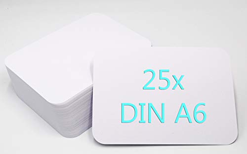 25 Karten DIN A6-10,5 x 14,8 cm - 350 g/m² weiß blanko Postkarten mit abgerundeten Ecken - Tonkarton - Bastelpapier - Bastelkarton- Bastel-karten von Papermane