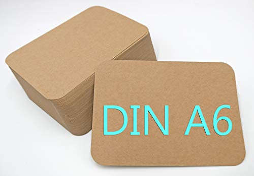 DIN A6 Postkarten Karteikarten Set Blanko zum Selbstgestalten Wahlweise mit Umschlägen und runden Ecken (Kraftpapier braun rund 300g/m², 50 Karten ohne Umschläge) von Papermane