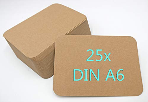 Papermane 25 Stück Kraftpapier, A6-Karton, 300 g/m, braun, runde Ecken von Papermane