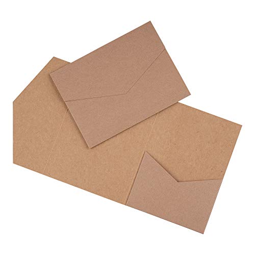 Papermane Pocketfold Karte B6/C6 - Einladung Hochzeit - Blanko, Kraftpapier Naturkarton (Kraft-braun mit Umschlägen, 50) von Papermane