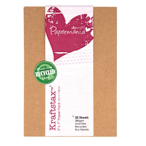 Kraftstax Premium Kraftpapiereinlagen, umweltfreundlich, 12,7 x 17,8 cm, 20 recycelte Blätter von Papermania