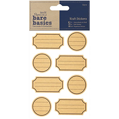 Papermania 32 Bare Basics Kraft Label Aufkleber, braun von Docrafts