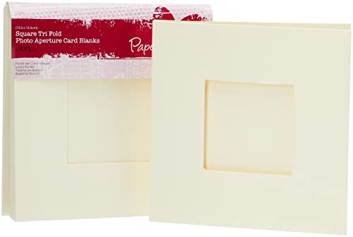 Papermania PMA150208 Quadratisch Tri Fold Foto Aperture Karte Blanks 300gsm 10Pk - Weiß cremefarben von Papermania