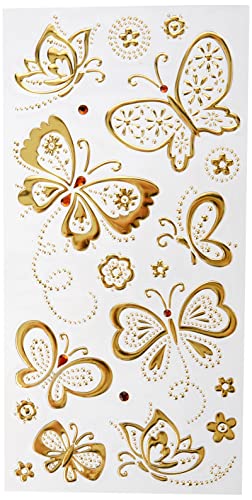 Papermania PMA8241106 Edelstein Schmetterlinge Aufkleber, Gold von Papermania